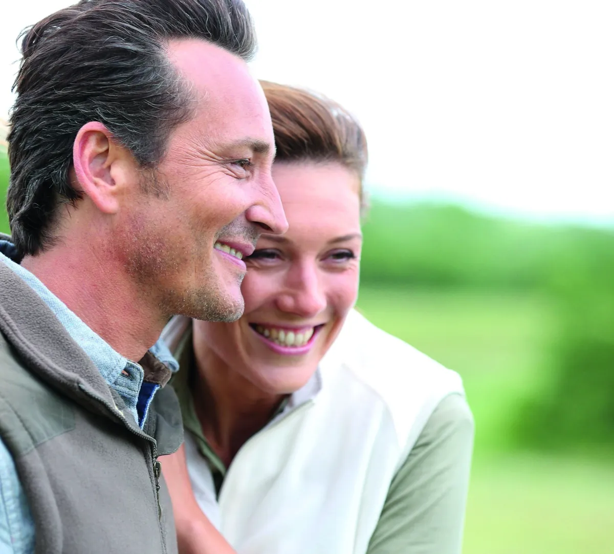 Smiling couple outdoors
